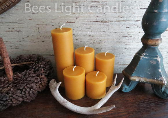 Beeswax Pillar Candles - Bees Light Candles