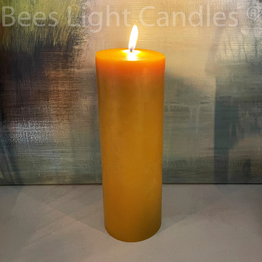 4" x 11" Beeswax Pillar Candle | Large All Natural Bees Wax Candles | Cotton Wick | Pure Clean Burning Long Lasting | Big | Giant | Huge NEW - Bees Light Candles