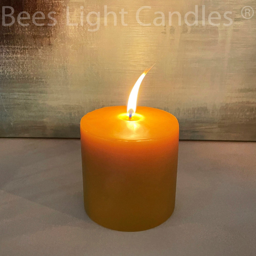 4" x 4" Beeswax Pillar Candles | Large All Natural Pure Bees Wax Candle | Allergy Friendly | Clean Burning Long Lasting Four Inch Wide NEW - Bees Light Candles