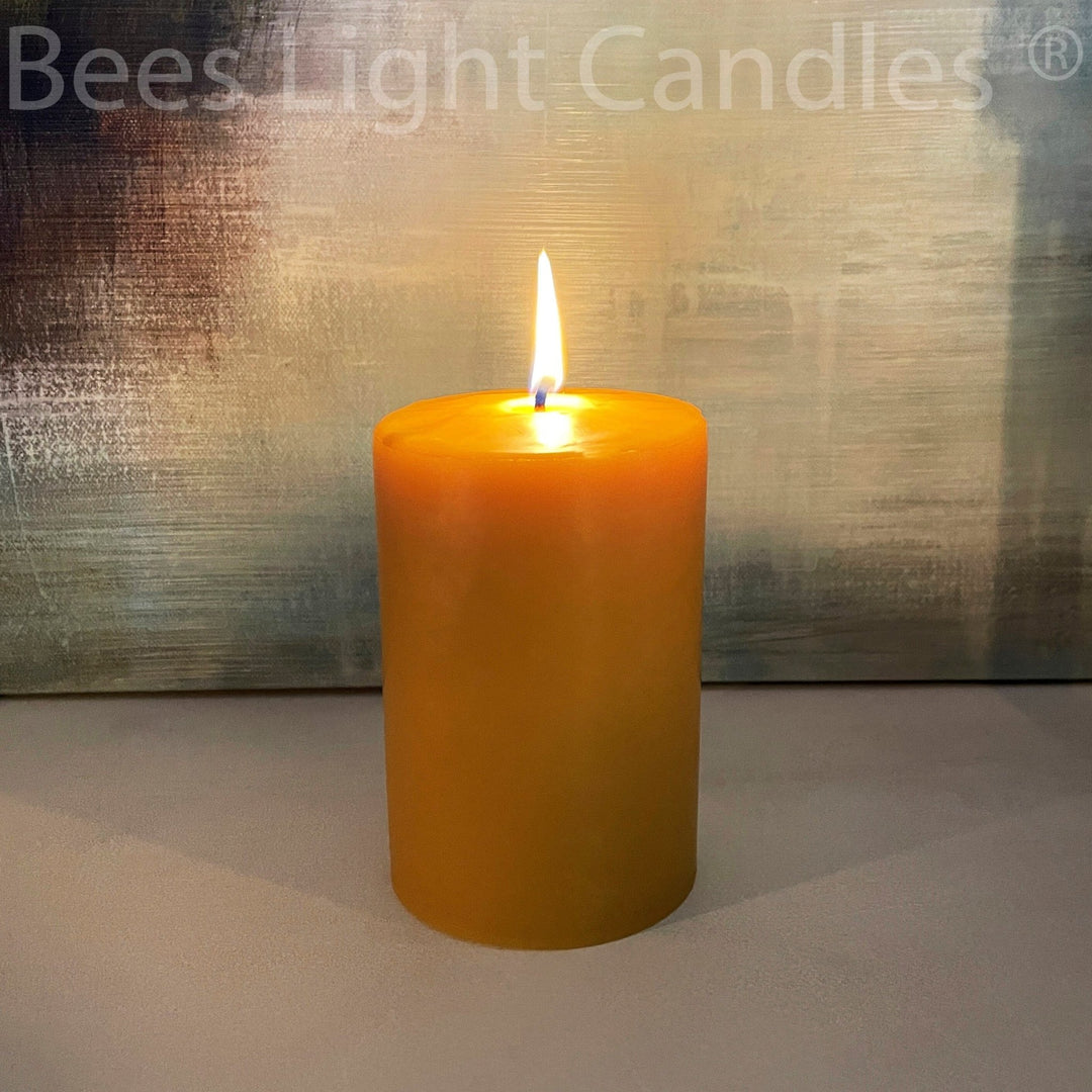 4" x 6" Beeswax Pillar Candles | Large Cylinder Pillar Candles | Event | Wedding | Table Centerpiece | Buffet | Entertaining | Party | Porch - Bees Light Candles