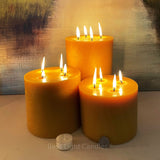 6 INCH Wide BEESWAX PILLAR Candle Set | Huge Bees Wax Candles Unscented Natural Allergy Friendly Purifying Pillars | Cylindrical Centerpiece - Bees Light Candles