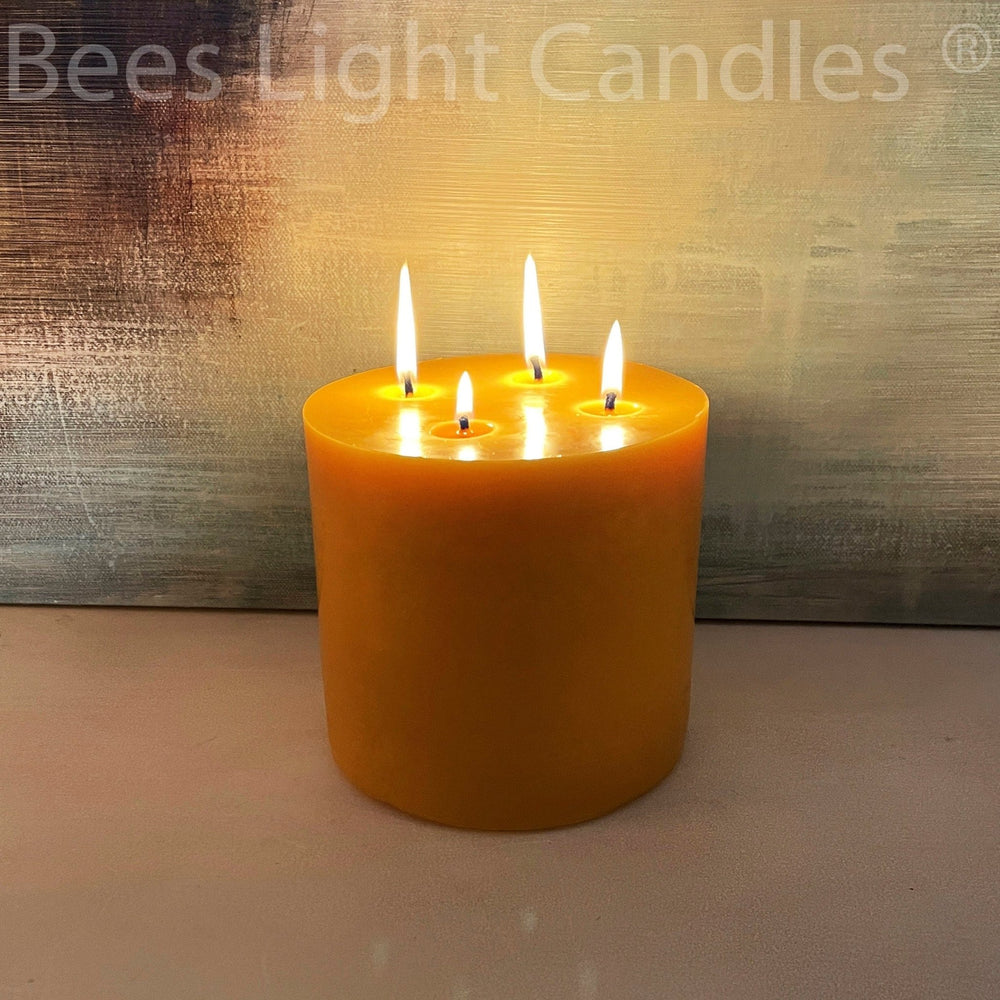 6 Inch Wide Six Inch TALL BEESWAX PILLAR Candles | Pure Bees Wax Clean Burning Beautiful Burning Candle | Allergy Friendly Nice & Purifying - Bees Light Candles