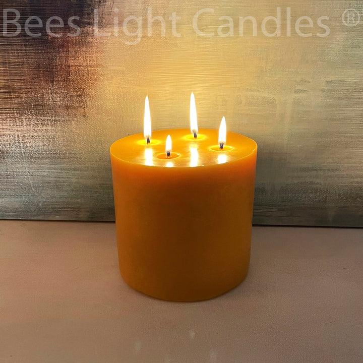 6 Inch Wide Six Inch TALL BEESWAX PILLAR Candles | Pure Bees Wax Clean Burning Beautiful Burning Candle | Allergy Friendly Nice & Purifying - Bees Light Candles