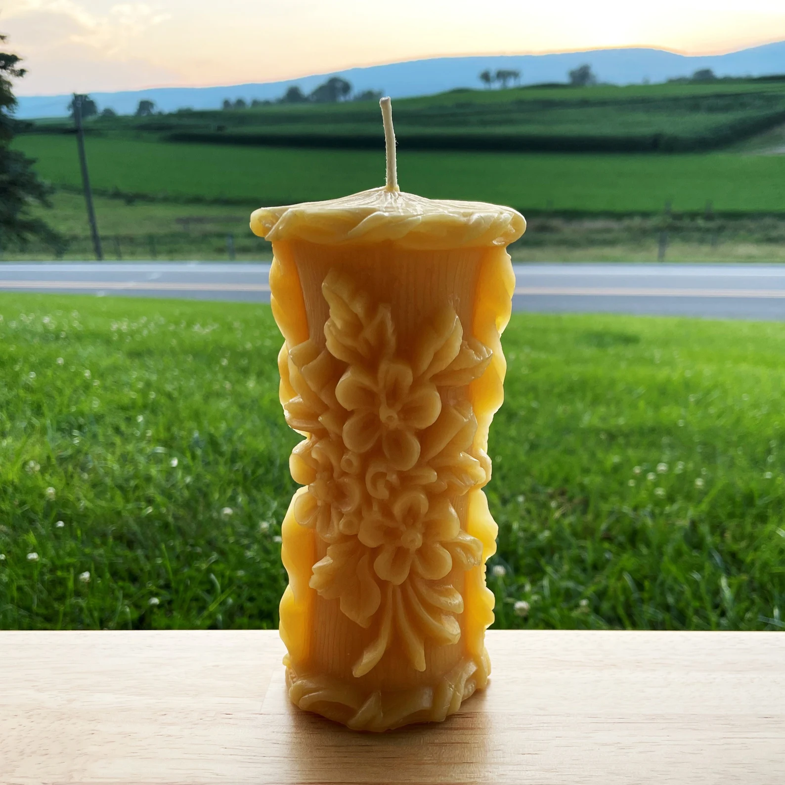 Bee Pillar Beeswax Candle - 100% Pure Beeswax