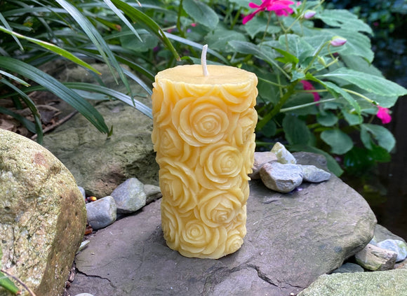 Floral Beeswax Pillar Candle