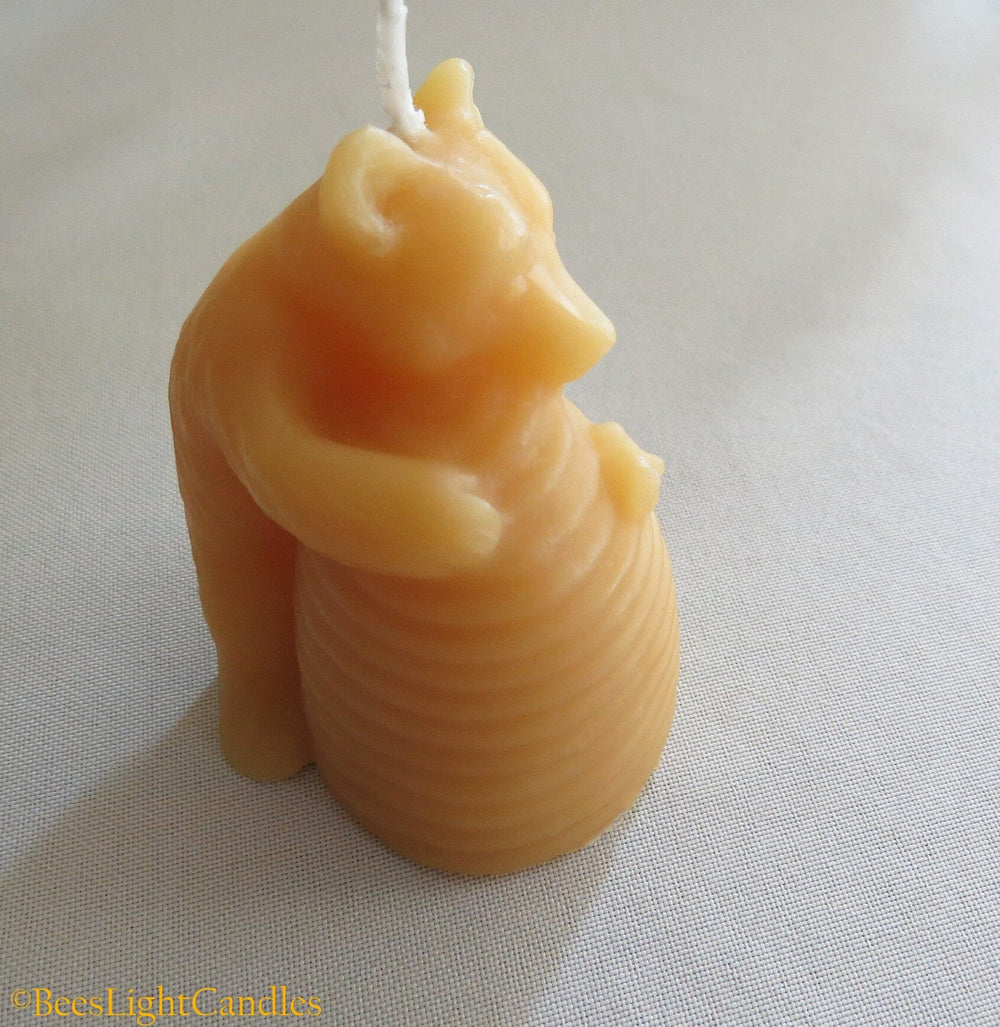 Bear Hugging Beehive Candle | 100% Natural Beeswax | Gift | Events | Birthday Party | Animal | Cute & Small - Bees Light Candles