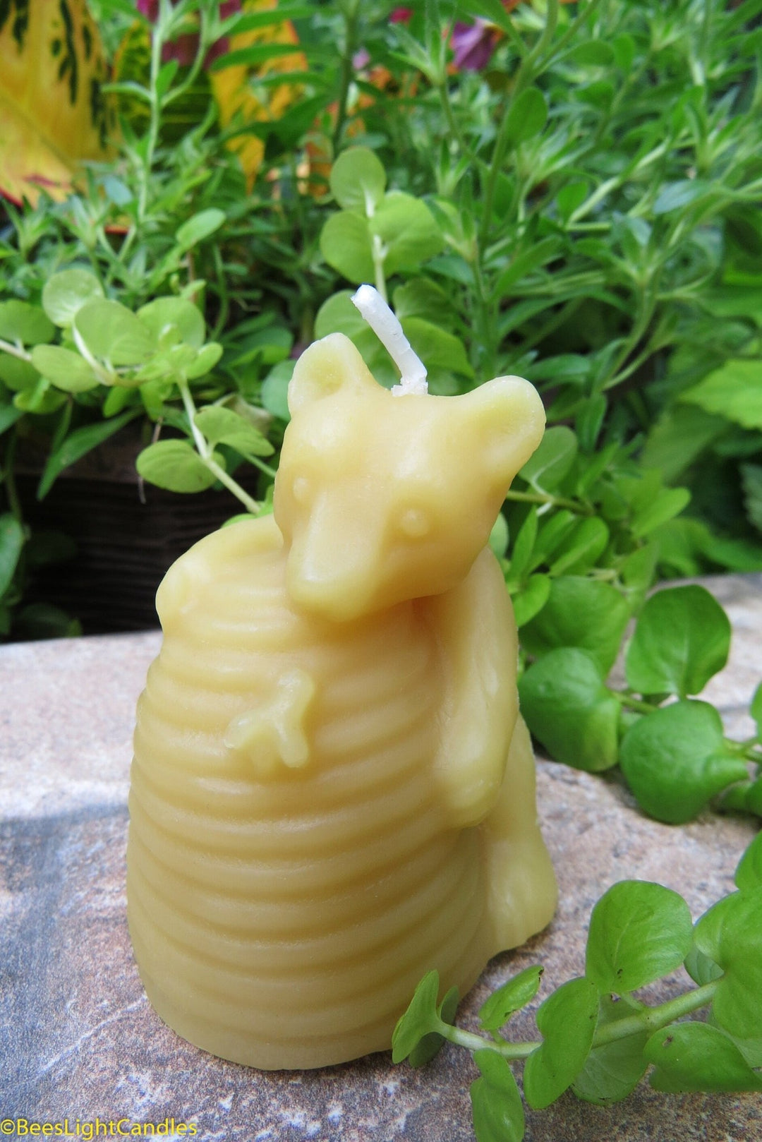 Bear Hugging Beehive Candle | 100% Natural Beeswax | Gift | Events | Birthday Party | Animal | Cute & Small - Bees Light Candles