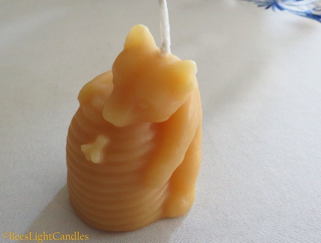 Bear Hugging Beehive Candle | 100% Natural Beeswax | Gift | Events | Birthday Party | Animal | Cute & Small - Bees Light Candles