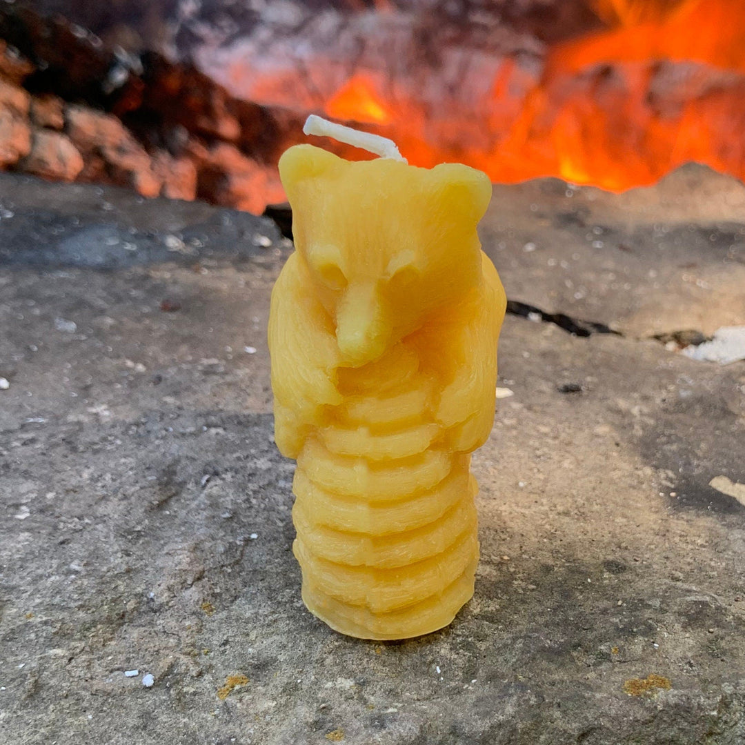 Bear Hugging Beehive Candle | All Natural Beeswax | Gift | Birthday Party | Animal | Cute Bees Wax Honey Bears Bee Hive | Honey Bee Candles - Bees Light Candles