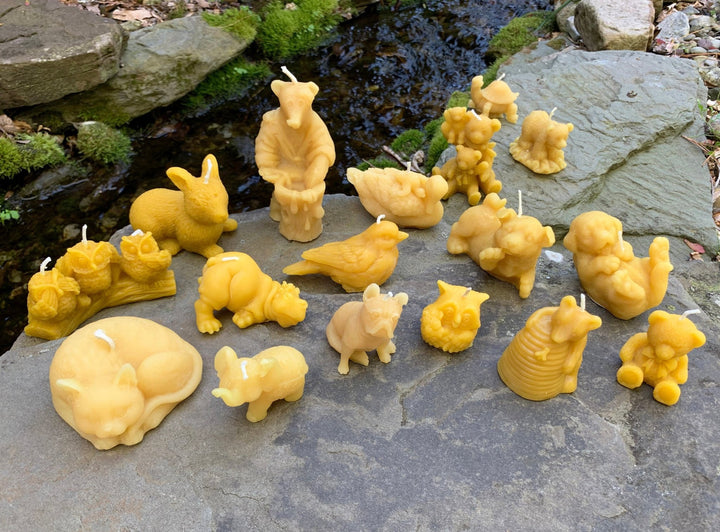 Beeswax Animal Candles 100% Pure Natural Bees Wax Handcrafted In USA | Gift | Spring | Summer | Fall | Party | Cute Wild Creature Collection - Bees Light Candles