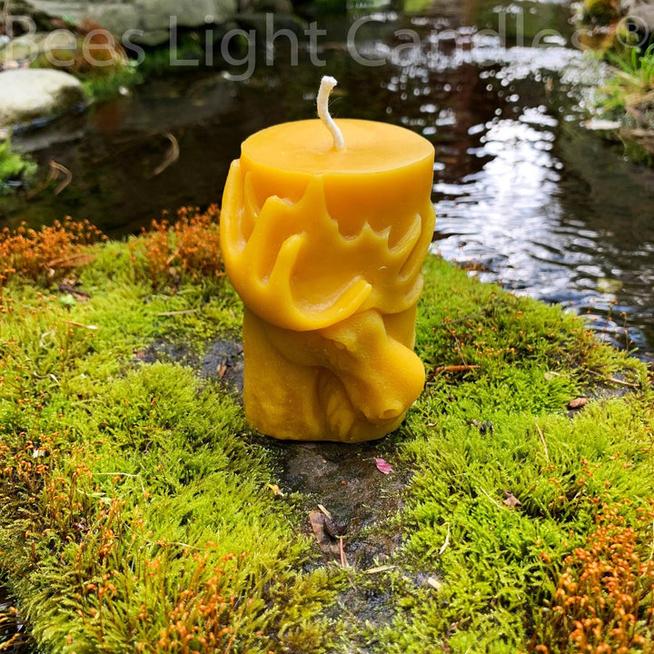 Beeswax Animal Pillar Candles 100% Pure Natural Bees Wax Handcrafted in USA | Honey Aroma | Bear | Horse | Whale | Elk | Wolf | Elephant - Bees Light Candles