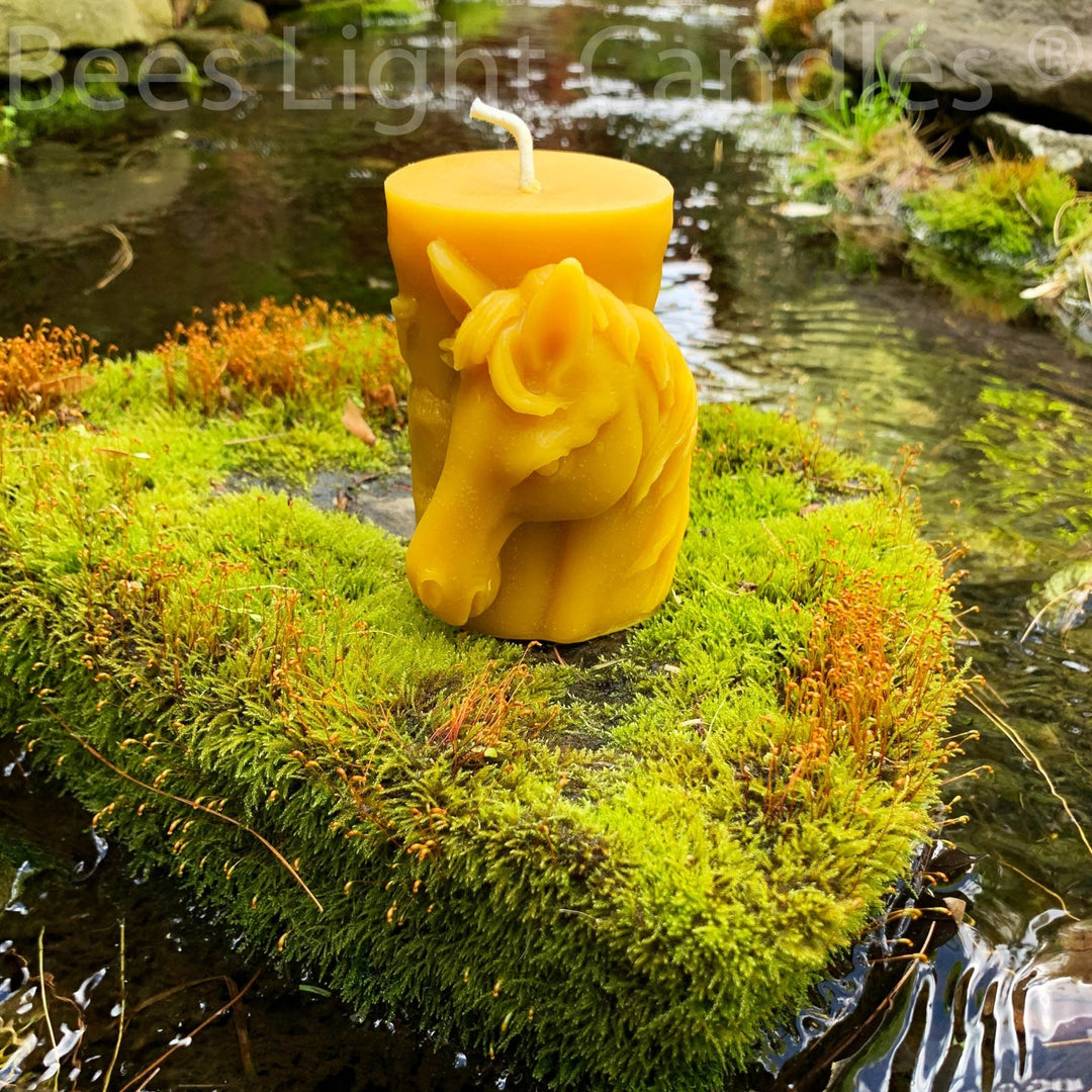 Beeswax Animal Pillar Candles 100% Pure Natural Bees Wax Handcrafted in USA | Honey Aroma | Bear | Horse | Whale | Elk | Wolf | Elephant - Bees Light Candles