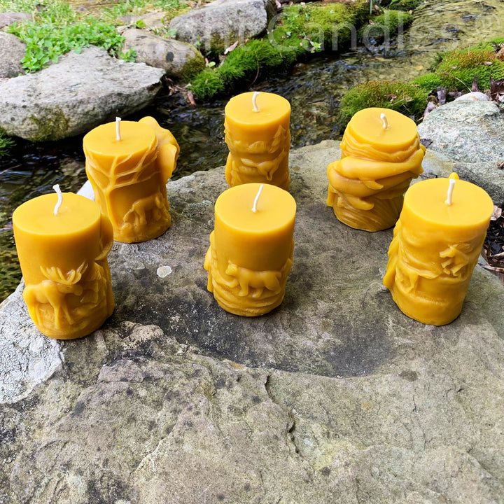 Beeswax Animal Pillar Candles 100% Pure Natural Bees Wax Handcrafted in USA | Honey Aroma | Bear | Horse | Whale | Elk | Wolf | Elephant - Bees Light Candles