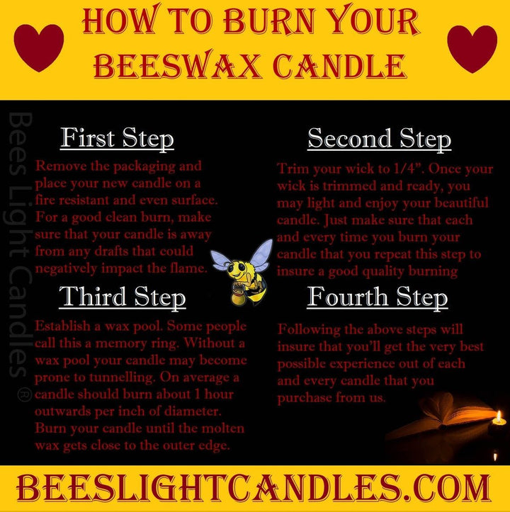 Beeswax Pillar Candles Four Inch Wide | Handcrafted with 100% Pure Natural Bees wax | 4 Sizes | Honey Aroma | Large Cylinder | Wedding Event - Bees Light Candles