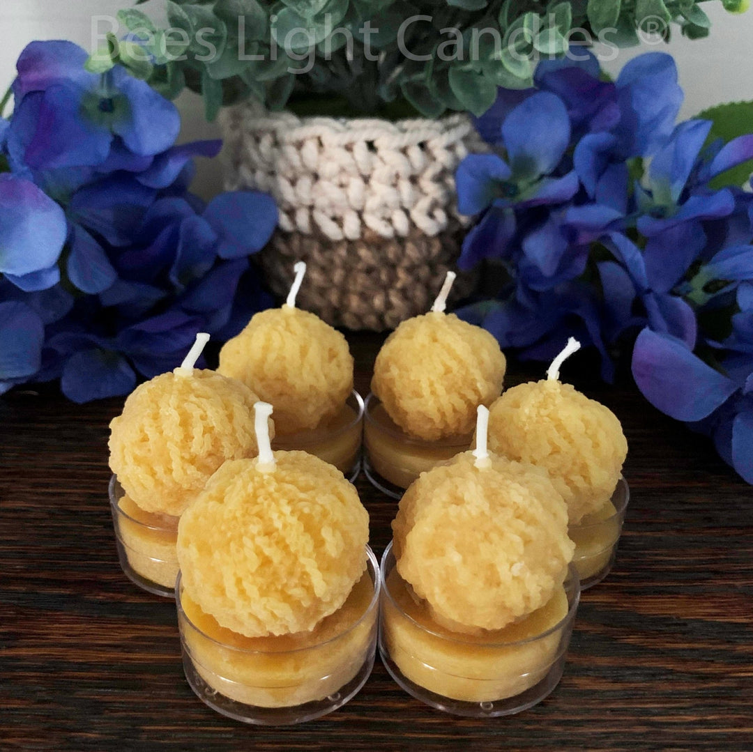 Beeswax Yarn Ball Tealights | 100% Natural Beeswax | MADE IN USA | Knitting gift | Sewing | Thread | Gift for those who Knit | Birthday - Bees Light Candles