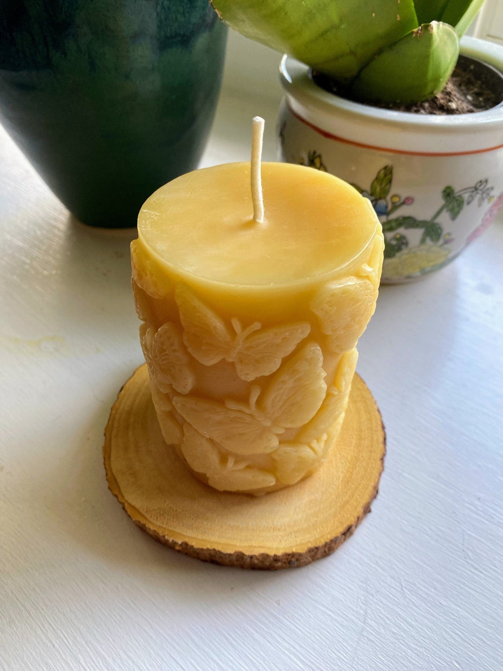 Butterflies Beeswax Pillar Candle | Pure Bees Wax Pillar Candles | Insects | Moth | Bees Wax | Pure Clean Burn | Unique USA Handmade Gift - Bees Light Candles