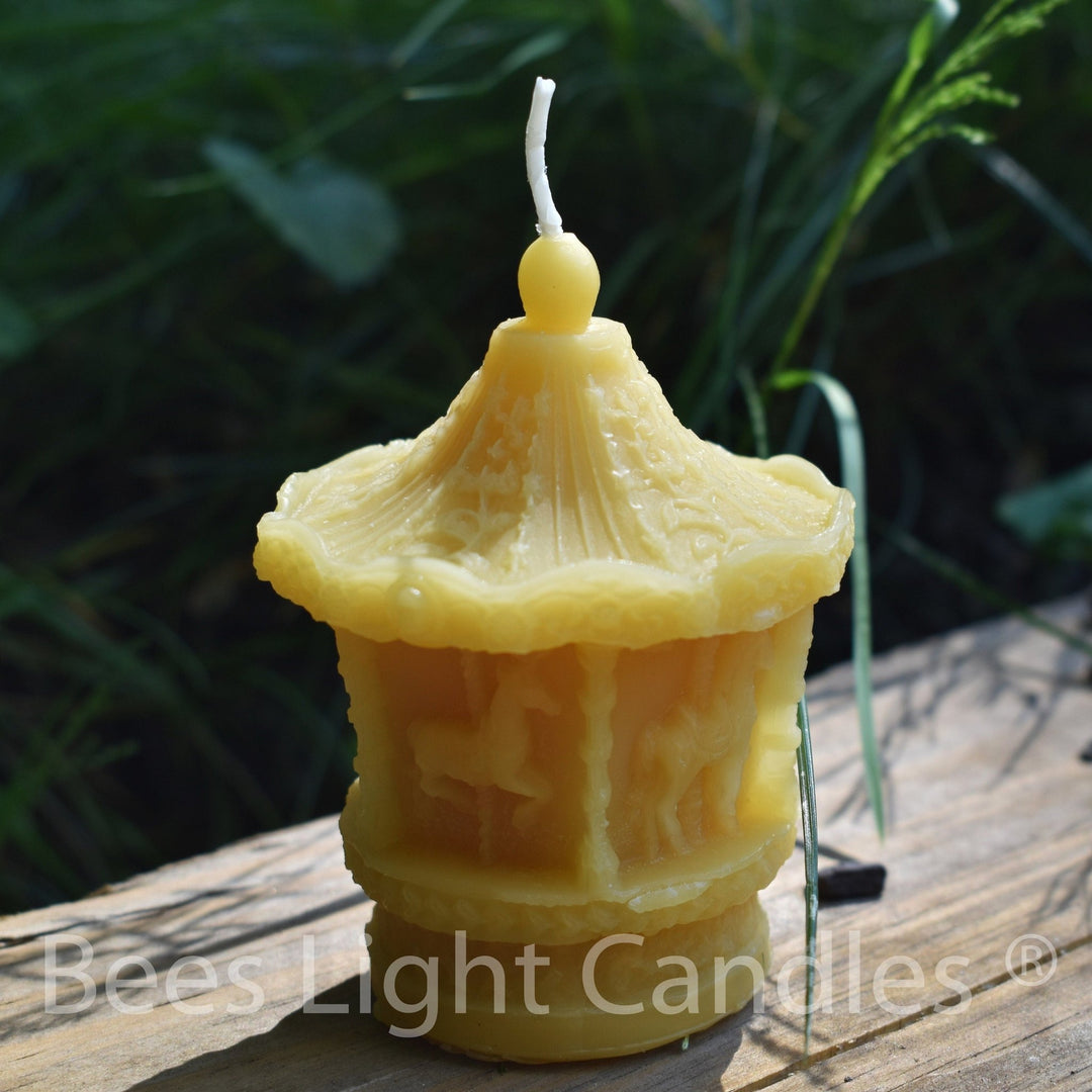 Carousel Beeswax Candle | Merry Go Round | 100% Natural Bees Wax Candles | Carnival Horses | Festival Stallions | Circus Ride | Honey Scent - Bees Light Candles