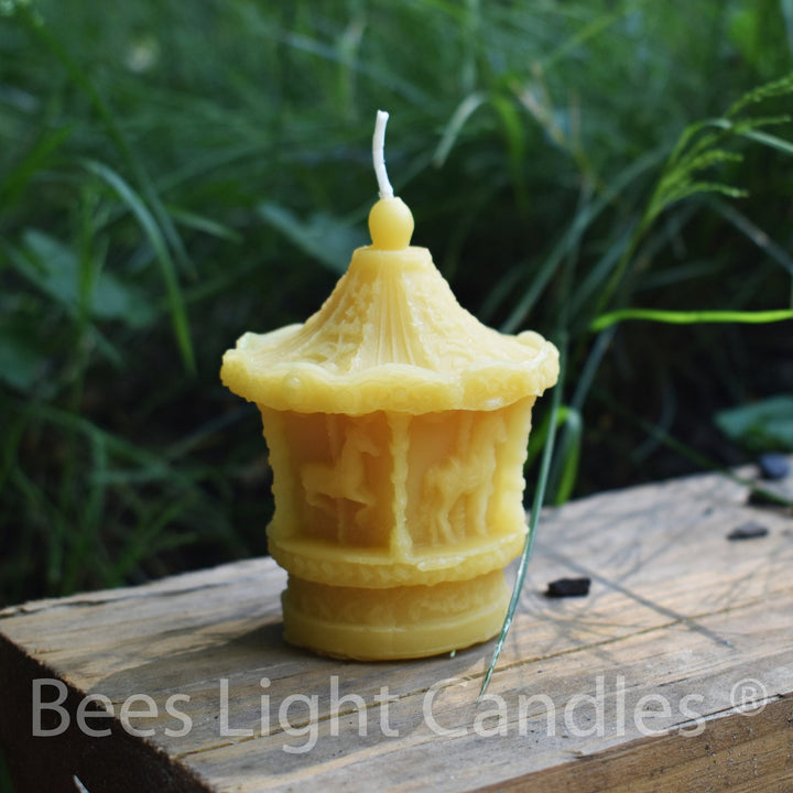 Carousel Beeswax Candle | Merry Go Round | 100% Natural Bees Wax Candles | Carnival Horses | Festival Stallions | Circus Ride | Honey Scent - Bees Light Candles