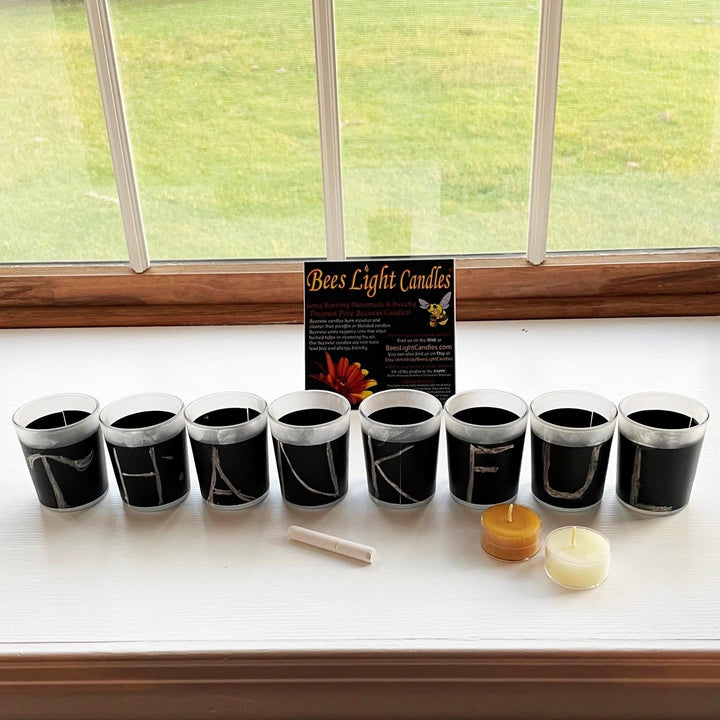 Chalkboard Candle Holder Comes with Tealight | Write a Message | Party Events | Festive | Wedding | Holiday | Baby Shower | Chalk Board NEW - Bees Light Candles