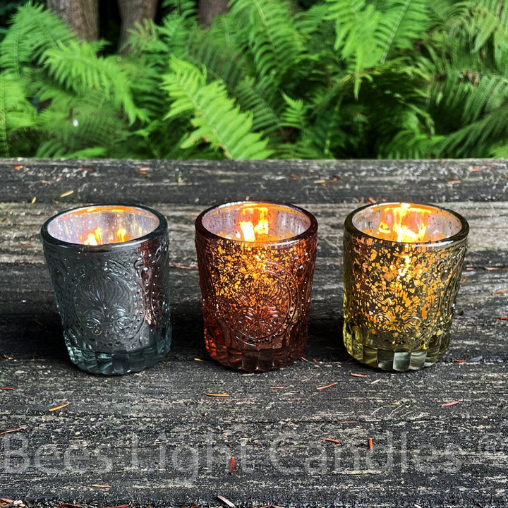 Designer Mercury Candle Holders | With or without Beeswax Candles | Containers | Votive | Tealight Compatible | Rose | Gold | Silver | New - Bees Light Candles