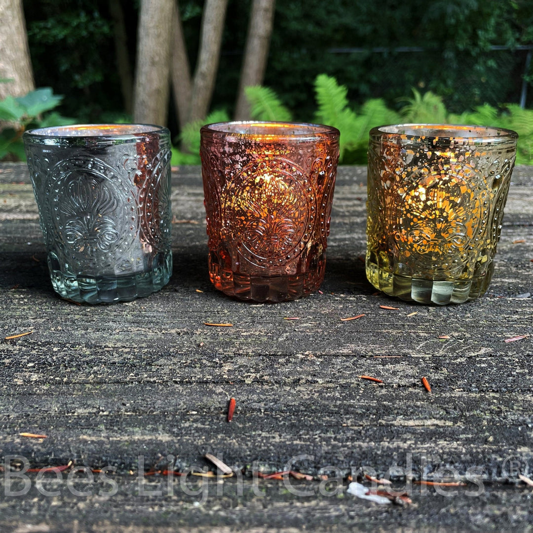 Designer Mercury Candle Holders | With or without Beeswax Candles | Containers | Votive | Tealight Compatible | Rose | Gold | Silver | New - Bees Light Candles