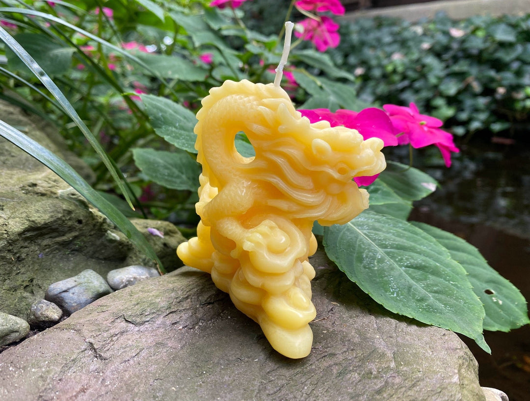 Dragon Beeswax Candle | All Natural Bees Wax Candles | USA Handmade Dragons | Legend | Myth | Story | Mystic Creature | Gift | Detailed New - Bees Light Candles