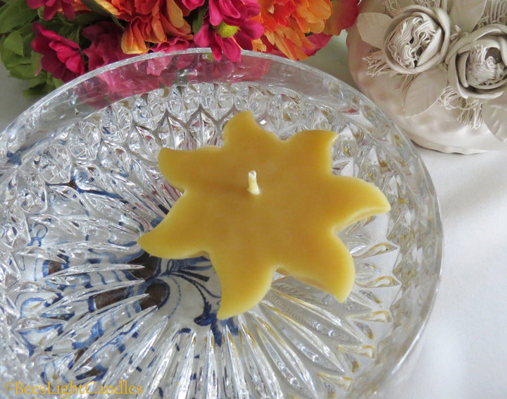 Floating Sun Beeswax Candle | 100% All Natural | Sun Wheel | Party Event | Floats in Water | Handmade | Summer | Pond | Bird Bath | Pool - Bees Light Candles