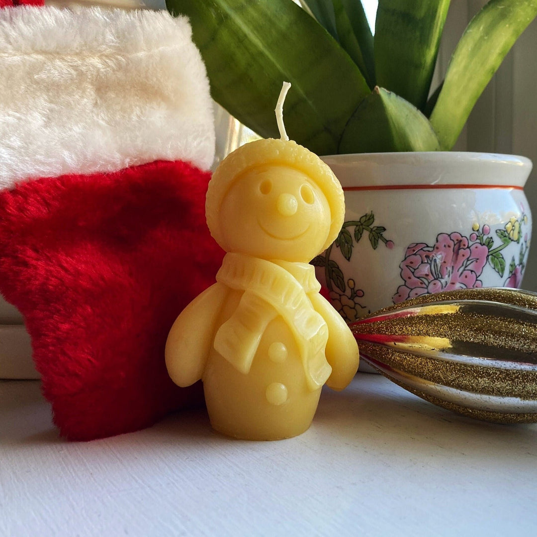 Frosty Snowman Beeswax Candle | Jack Frost | USA Handmade | Xmas | Christmas | Cartoon | Winter | Holiday Gift Snow Man Bees Wax Candles Fun - Bees Light Candles