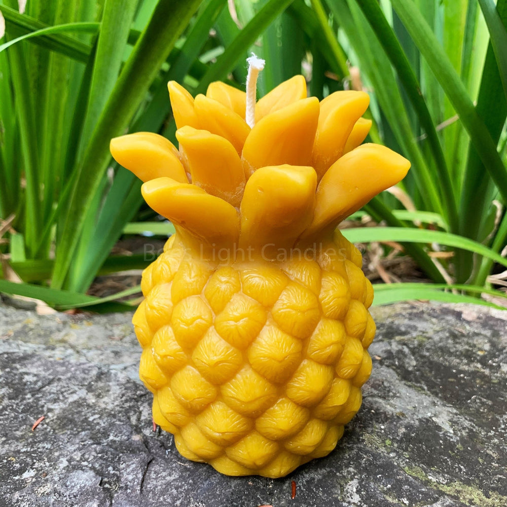 GIANT Pineapple Beeswax Candle | Welcome | Aloha | Luau | Hospitality Housewarming | Fruit | Bees Wax Candles | Yellow All Natural Handmade - Bees Light Candles