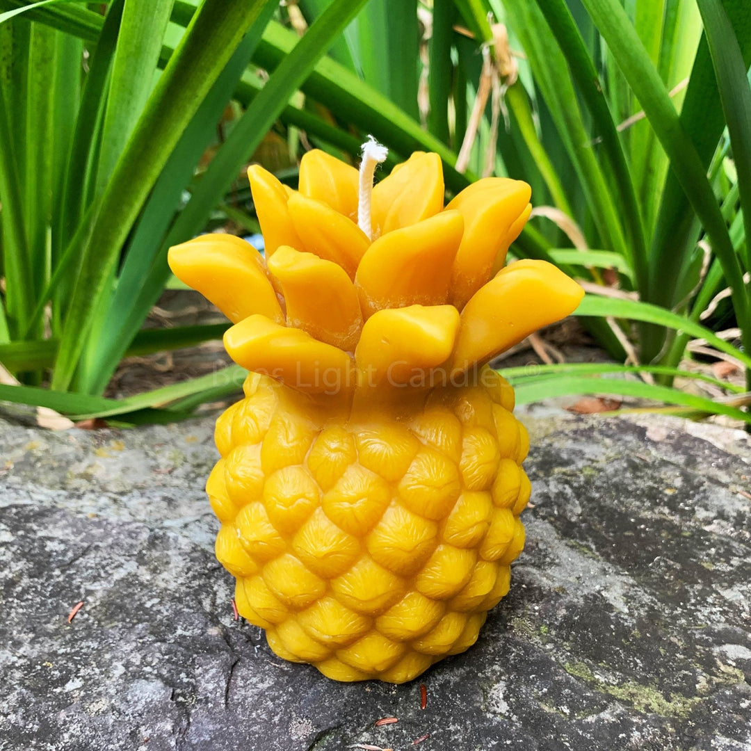 GIANT Pineapple Beeswax Candle | Welcome | Aloha | Luau | Hospitality Housewarming | Fruit | Bees Wax Candles | Yellow All Natural Handmade - Bees Light Candles