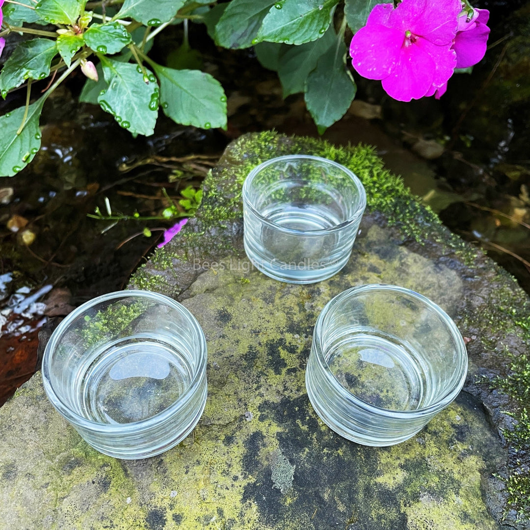 Glass Tealight Holders | Clear Containers | Tea Light Candle Holder | With or Without Beeswax Candles | All Natural Bees Wax Tealights NEW - Bees Light Candles