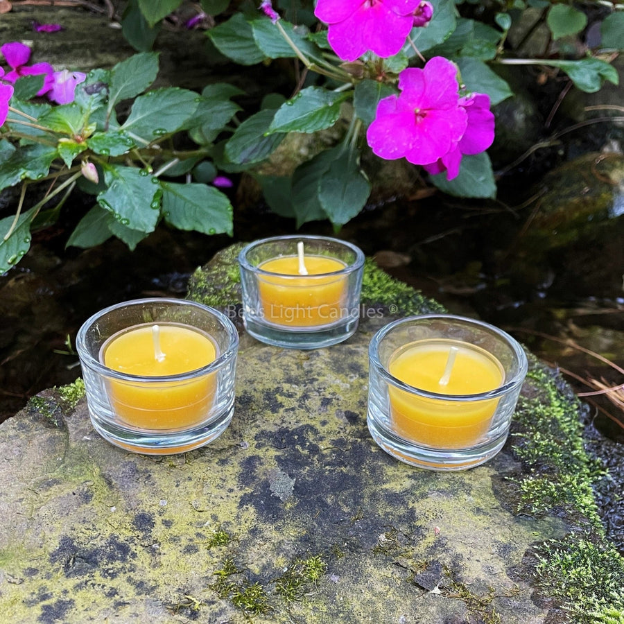 Glass Tealight Holders | Clear Containers | Tea Light Candle Holder | With or Without Beeswax Candles | All Natural Bees Wax Tealights NEW - Bees Light Candles