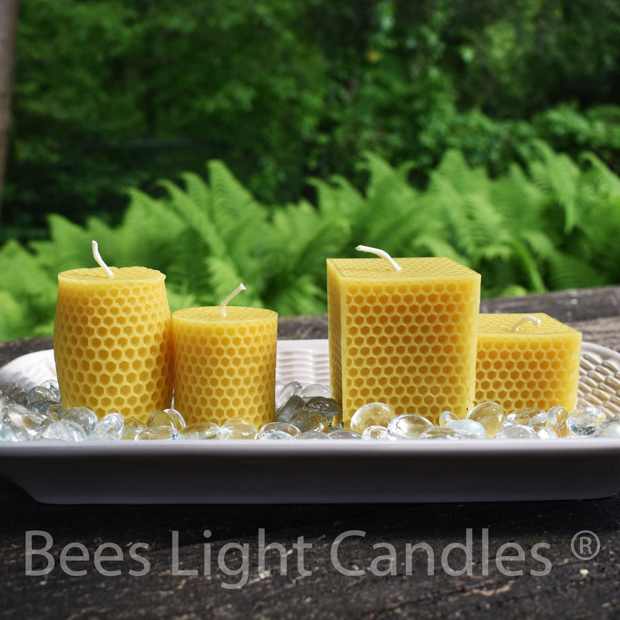 Honeycomb Candle Set | 100% Natural Beeswax | Honey Comb | Cube | Square | Rectangle | Cylinder | Curvy | Tabletop Decor Candles | Bees Wax - Bees Light Candles