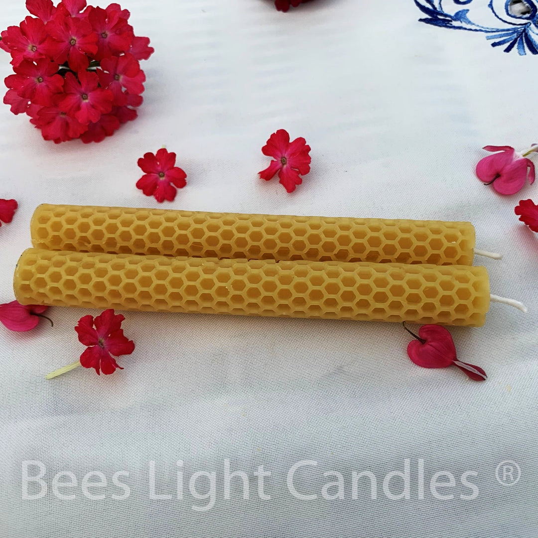 Honeycomb Taper Candles | 100% All Natural Beeswax Candle | Candelabra | Chandelier | Bees Wax Tapers | Handmade in USA | Honey Comb | Pure - Bees Light Candles