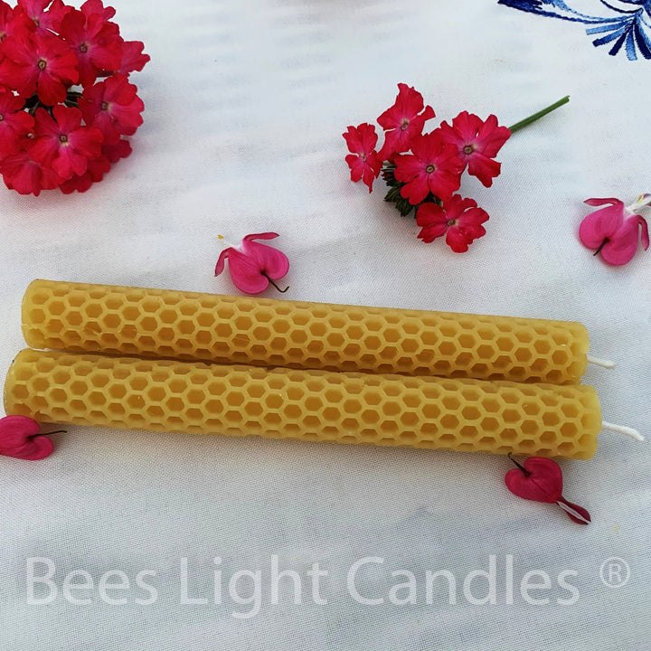 Honeycomb Taper Candles | 100% All Natural Beeswax Candle | Candelabra | Chandelier | Bees Wax Tapers | Handmade in USA | Honey Comb | Pure - Bees Light Candles