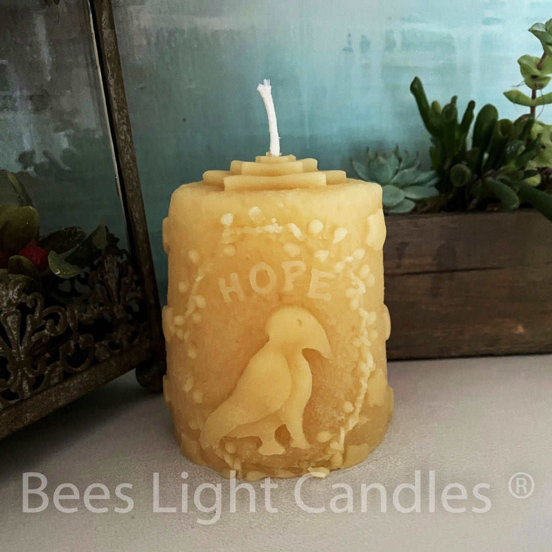 Hope Crow Beeswax Candle | 100% All Natural Bees Wax Candles | Pure and Clean Burning | Bird | Star | Pillar | Honey Aroma | Animal Aviary - Bees Light Candles