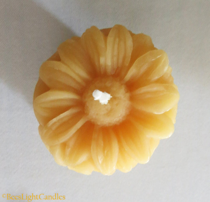 Daisy Flower Beeswax Candle | 100% Natural | Handcrafted | Mini Pillar Candles | Wedding Event | Party | Summer Flowers | Spring Daisies - Bees Light Candles