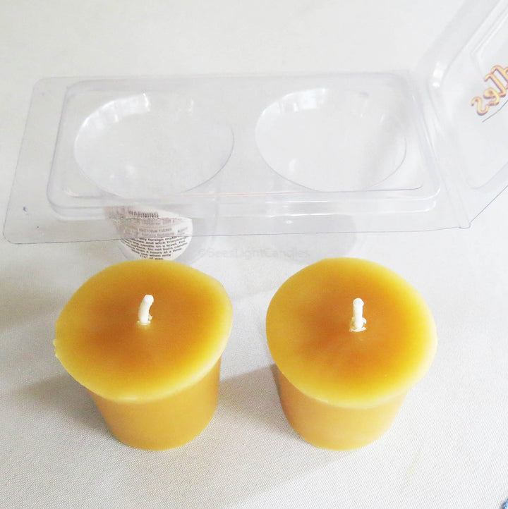 Pair of 2 Beeswax Votive Candles in Package