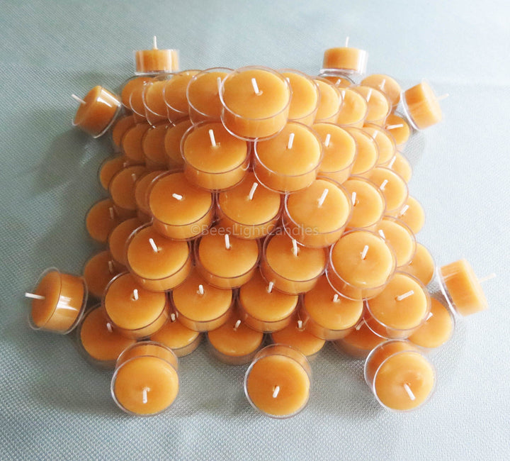 Clear Cupped Tealight Beeswax Candles BULK