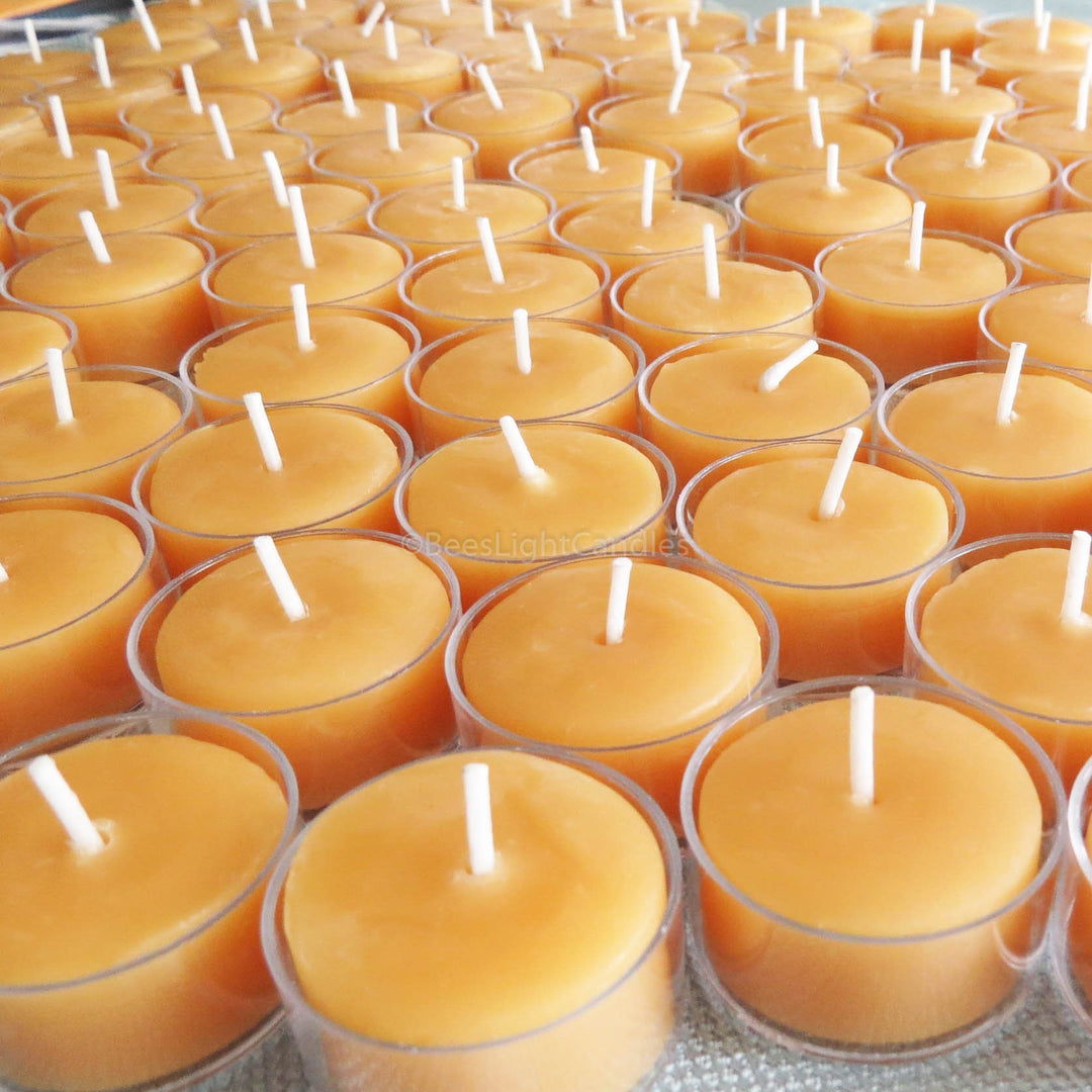 Clear Cupped Tealight Beeswax Candles BULK