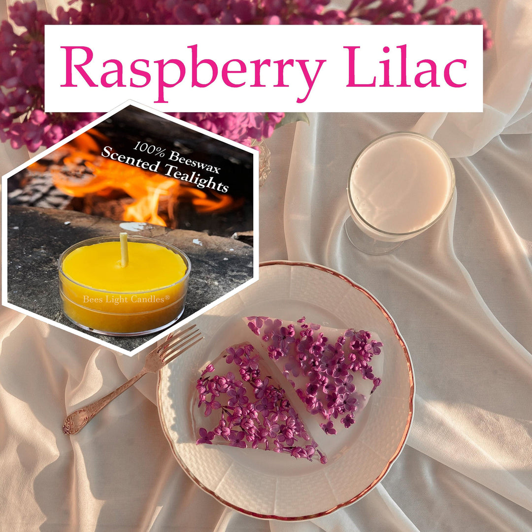 Raspberry Lilac Scented Beeswax Tealight Candles