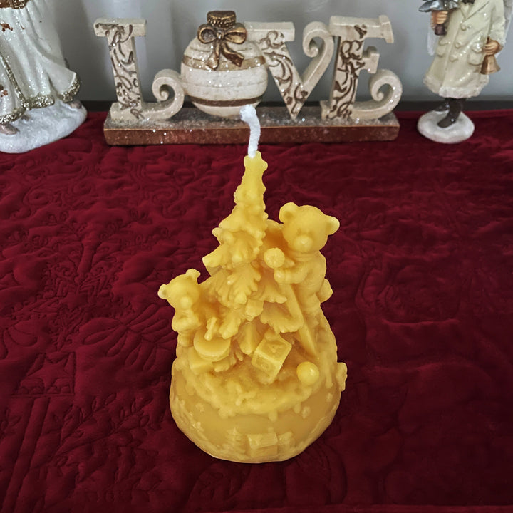 Teddy Bear Christmas Tree Beeswax Candles