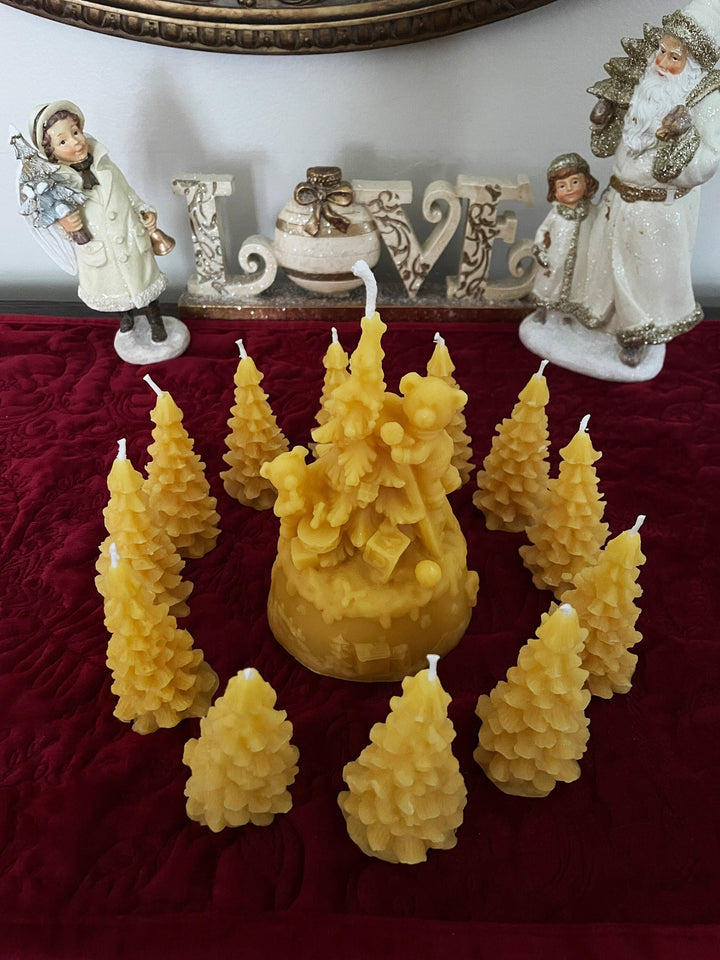 Teddy Bear Christmas Tree Beeswax Candles