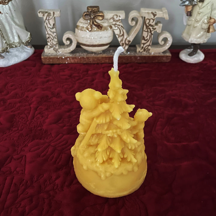 Teddy Bear Christmas Tree Beeswax Candles