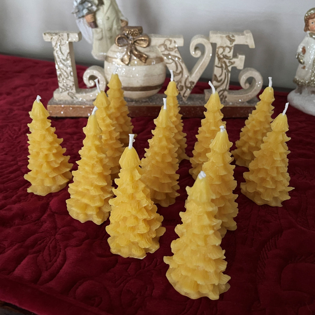 Teddy Bear Christmas Tree Beeswax Candles