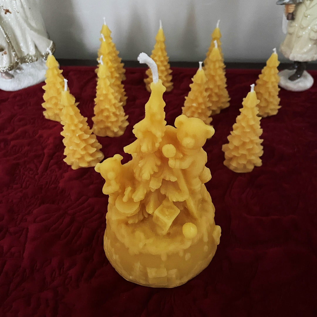 Teddy Bear Christmas Tree Beeswax Candles