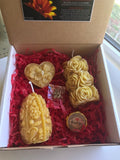 Valentine Beeswax CANDLE GIFT BOX | 100% All Natural Bees Wax Candles | Rose Pillar | Flower Heart | Intricate Egg | Spring | Anniversary