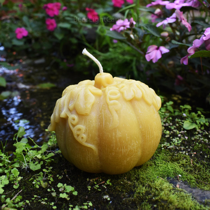 Large Pumpkin Beeswax Candle