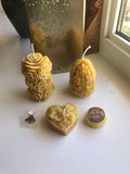 Valentine Beeswax CANDLE GIFT BOX | 100% All Natural Bees Wax Candles | Rose Pillar | Flower Heart | Intricate Egg | Spring | Anniversary