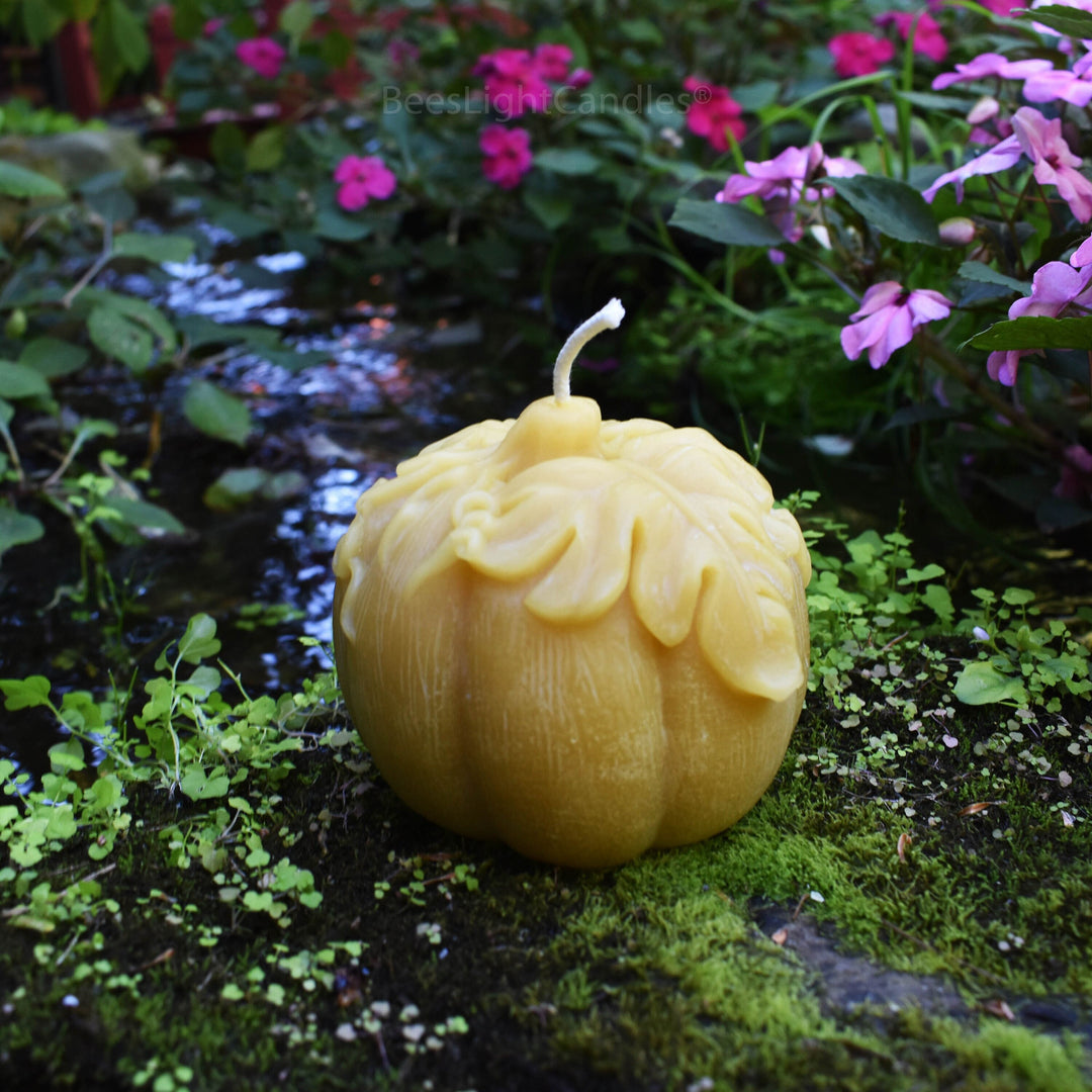 Large Pumpkin Beeswax Candle